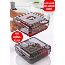 Hava Geçirmez Kapaklı Kare Borcam Saklama Kabı - Kamp/piknik Malzemesi/buzdolabı Saklama Kabı