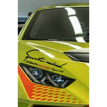 Hyundai Accent Sport Mind Şeritli Far Sticker Özel Tasarım Siyah Kırmızı Yazılı Oto Sticker Accent Yazılı