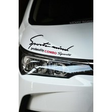 Opel Combo Sport Mind Far Sticker Siyah Zemin Kırmızı Yazı Şerit Tasarım Oto Aksesuarı Combo Yazılı