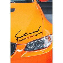 Hyundai Tucson Sport Mind Far Üstü Şerit Sticker Araca Özel Siyah Kırmızı Yazı Tasarımı Tucson Yazılı