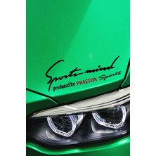 Volkswagen Phaeton Sport Mind Far Yazı Sticker Siyah Zemin Kırmızı Şeritli Oto Tasarım Phaeton Yazılı