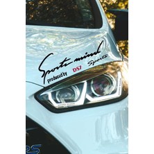 Citroen Ds7 Sport Mind Far Dekor Sticker Siyah Zemin Kırmızı Yazı Şeritli Araç Aksesuarı Ds7 Yazılı