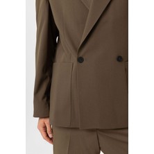 Antioch Haki Relax Fit Kruvaze Kapama Erkek Teknik Blazer Ceket