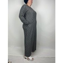 Kadın Siyah Bej Bisiklet Yaka Uzun Kollu Çift Cepli Anne Elbise