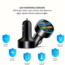 Baideluo 5 Portlu Qc3.0 USB Araba Şarj Cihazı, Dijital Ekranlı, Hızlı Şarj Çoklu Port Adaptörü