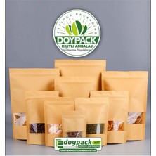 Kraft Pencereli Kilitli Doypack 500 - 25X34CM