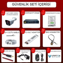 5 Kameralı-5mp Lensli 1080P Fullhd Kamera Seti - Su Gecirmez- Sabit Ip Gerektirmez