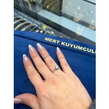 Mert Kuyumculuk Beyaz Altın Tektaş Yüzük