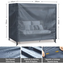 Haegs Bahçe Salıncak Koruma Örtüsü Üç Kişilik Tenteli Hamak Salıncak Kılıfı Branda 210 x 125 x 170 cm  Gri