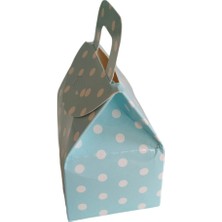 Hediyelik Çanta Mavi Puanlı Kutu Kına Kutusu Lokum Kutusu 5,5x6,5x4  cm  Paket 25 Li
