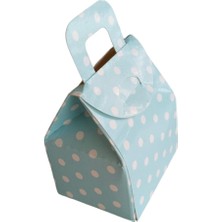 Hediyelik Çanta Mavi Puanlı Kutu Kına Kutusu Lokum Kutusu 5,5x6,5x4  cm  Paket 25 Li