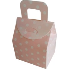 Çanta Pembe Puanlı Kutu Lokum Kutusu Kına Kutusu 5,5x6,5x4  cm  Paket 25 Li Poşet