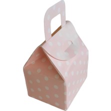 Çanta Pembe Puanlı Kutu Lokum Kutusu Kına Kutusu 5,5x6,5x4  cm  Paket 25 Li Poşet