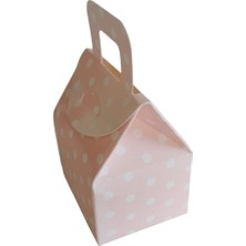 Çanta Pembe Puanlı Kutu Lokum Kutusu Kına Kutusu 5,5x6,5x4  cm  Paket 25 Li Poşet
