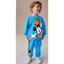 Mickey Ball Baskılı Yumuşak Dokulu Lastik Paçalı 2 Parça Erkek Çocuk Takım