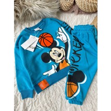 Mickey Ball Baskılı Yumuşak Dokulu Lastik Paçalı 2 Parça Erkek Çocuk Takım