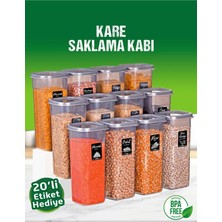 Safestore 12 Adet 24 Parça 1,7 Litre Jumbo Boy Kare Erzak Saklama Kabı Seti Baharatlık 20 Etiket Hediyeli