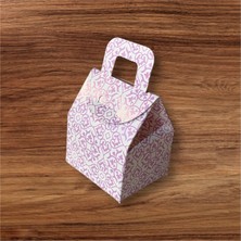 Çanta Kalp Desenli Kutu Lokum Kutusu Kına Kutusu 5,5x6,5x4  cm  Paket 25 Li Poşet