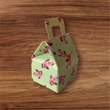Çanta Gül Desenli Kutu Lokum Kutusu Kına Kutusu 5,5x6,5x4  cm  Paket 25 Li Poşet