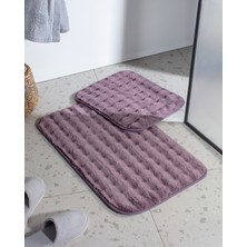 Madame Coco Reflet Bubble 2'li Banyo Paspası - Koyu Mürdüm