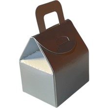 Çanta Gümüş Gri Kutu Lokum Kutusu Kına Kutusu 5,5x6,5x4 cm Paket 25 Li Poşet