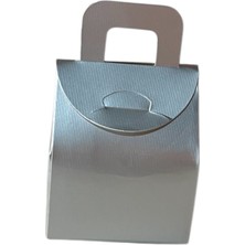 Çanta Gümüş Gri Kutu Lokum Kutusu Kına Kutusu 5,5x6,5x4 cm Paket 25 Li Poşet