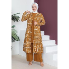 Orchid Style Yazılı 3 Lü Tesettür Takım