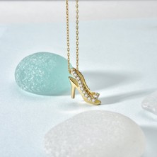 Nox Jewelry 14 Ayar Altın Kaplama Taşlı Yüksek Topuk Kadın Ayakkabı Tasarım Kolye - CNS00605