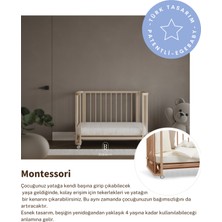 Ege Baby Yeşil Ahşap 4 In 1 Beşik + Junior (Bm) 70 x 110 - Anneyanı, Karyola, Oyun Parkı, Montessori + Junior Yatak
