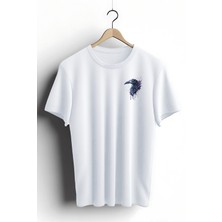 Zestia Unisex T-Shirt, Animals, Karga Tasarım Baskılı, Regular, Beyaz T-Shirt NO:00341