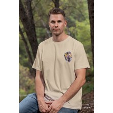 Zestia Unisex T-Shirt, Animals, Aslan Tasarım Baskılı, Regular, Krem T-Shirt NO:00391