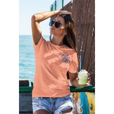 Zestia Unisex T-Shirt, Kraken Loves Boat Tasarım Baskı, Oversize,  Pamuk, Somon T-Shirt NO:00445