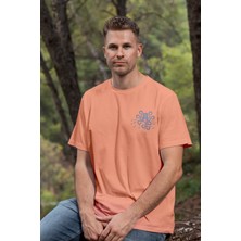 Zestia Unisex T-Shirt, Kraken Loves Boat Tasarım Baskı, Oversize,  Pamuk, Somon T-Shirt NO:00445