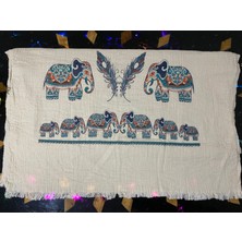 Porsuk Tekstil Plaj Havlusu ,peştemal ( Çift Katlı ) Fil Baskılı