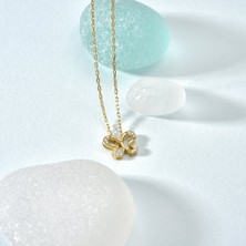 Nox Jewelry 14 Ayar Altın Kaplama Minimal Taşlı Kelebek Kolye - CNS00609