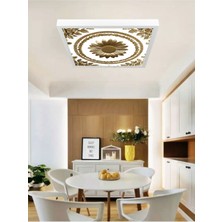 Gökyüzü Panel Papatya Baskılı , Gold Baskı LED Ev Avize, 60 x 60 LED Armatür, 60WATT, Lüks LED Panel Armatür, 6400K,