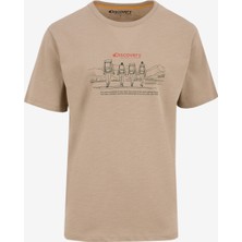 D5SM-TST3846 Açık Kahve Bisiklet Yaka Relaxed Baskılı Erkek T-Shirt