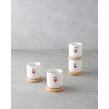 English Home Lovely Stoneware 8 Parça 4 Kişilik Fincan 150 ml Kırmızı