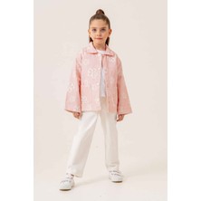 Miniğimin Cicileri Papatya Desen Ceketli Gabardin Kız çocuk takım - Pembe