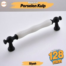 Badem10 Aruh Porselen Siyah Kulp 128 mm Mobilya Çekmece Mutfak Dolabı Dolap Kapak Kulpu
