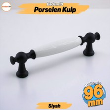 Badem10 Arnas Porselen Kulp 96 mm Mobilya Çekmece Mutfak Dolabı Dolap Kapak Kulpu Siyah