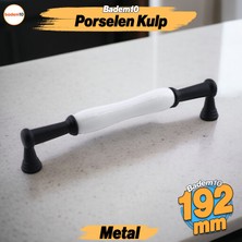 Badem10 Anav Porselen Kulp 192 mm Mobilya Çekmece Mutfak Dolabı Dolap Kapak Kulpu Siyah