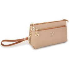 Nas Bag Kadın Çapraz ve Clutch Çanta - Kum Taba Gofraj