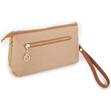 Nas Bag Kadın Çapraz ve Clutch Çanta - Kum Taba Gofraj