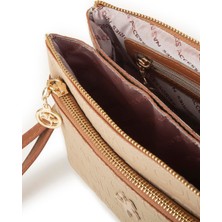 Nas Bag Kadın Çapraz ve Clutch Çanta - Kum Taba Gofraj