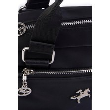 Nas Bag Kadın Çapraz Çok Gözlü Saten Çanta - Siyah Buzzy