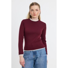 Rays 3011 Ribana Detay Uzun Kollu Bluz Bordo