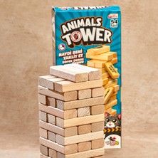 TotteriQ Animals Cezalı Jenga Tower Denge Oyunu 54 Adet Farklı Hayvan Taklidi
