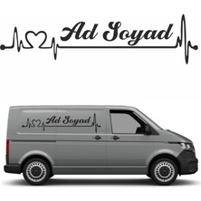 Sticker Usta Kişiye Özel Ad Soyad Kalp Ritmi Sticker Araba Oto Motosiklet Karavan Etiket 00932