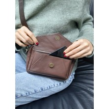 Yedideri Gerçek Deri Küçük Kare Crossbody Çanta